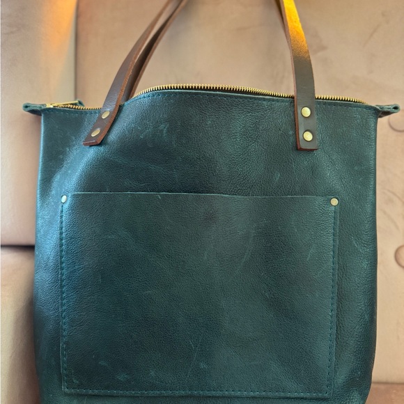 Portland Leather Tote Bag in Lagoon - Picture 5 of 5